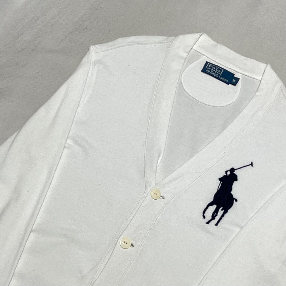 M 폴로랄프로렌 빅포니 브이넥 화이트 가디건 상품이미지1