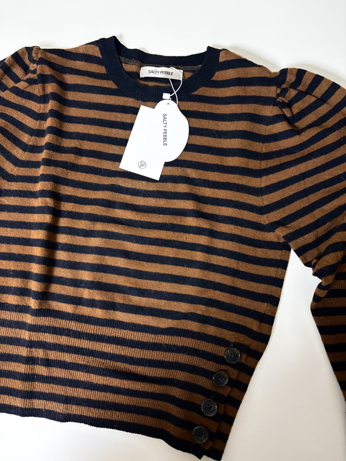 솔티페블 스트라이프 퍼프 니트 브라운 상품이미지6