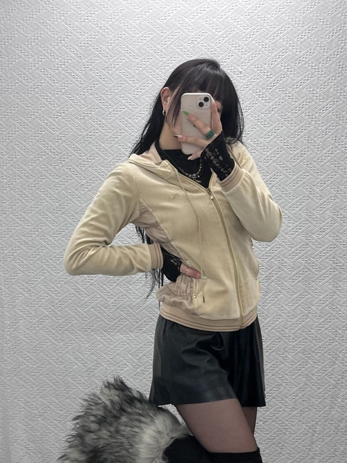 휠라 레트로 폭닥 벨벳 셔링 러블리힙 후드 집업 M C09117 상품이미지1