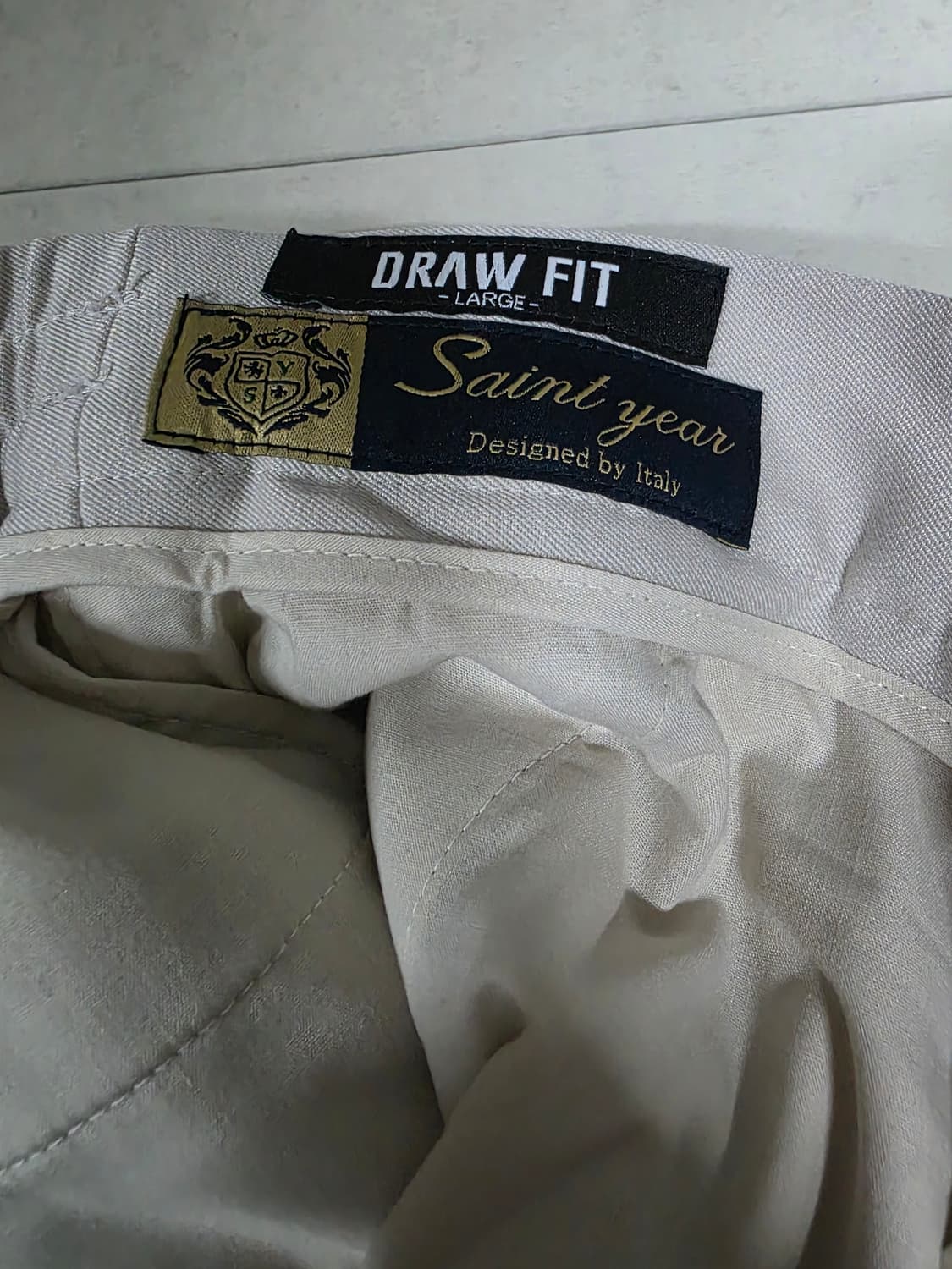 드로우핏 투턱 밴딩 와이드슬랙스 크림 L사이즈 상품이미지3