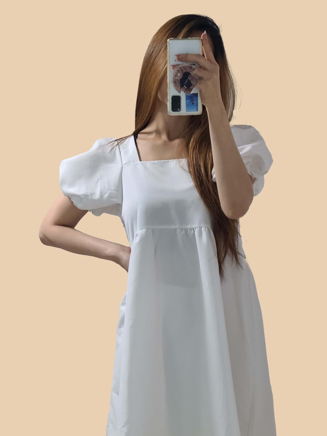 화이트 퍼프 미니 원피스 상품이미지2