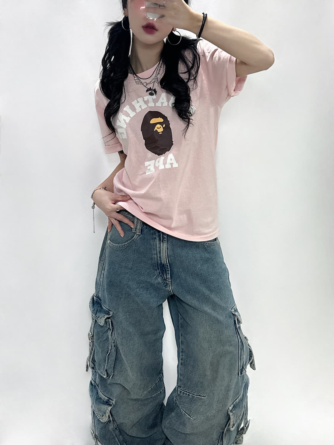베이프 연핑크 컬리지 반팔티 상품이미지3