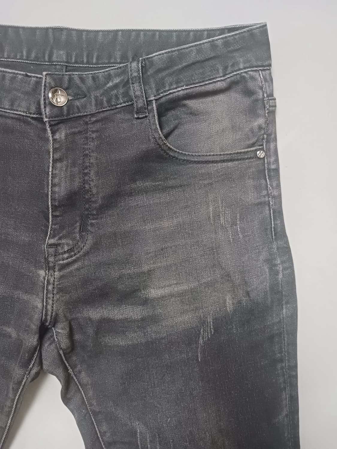 [32] 아르마니진스 데미지 슬림 블랙진 청바지 상품이미지4