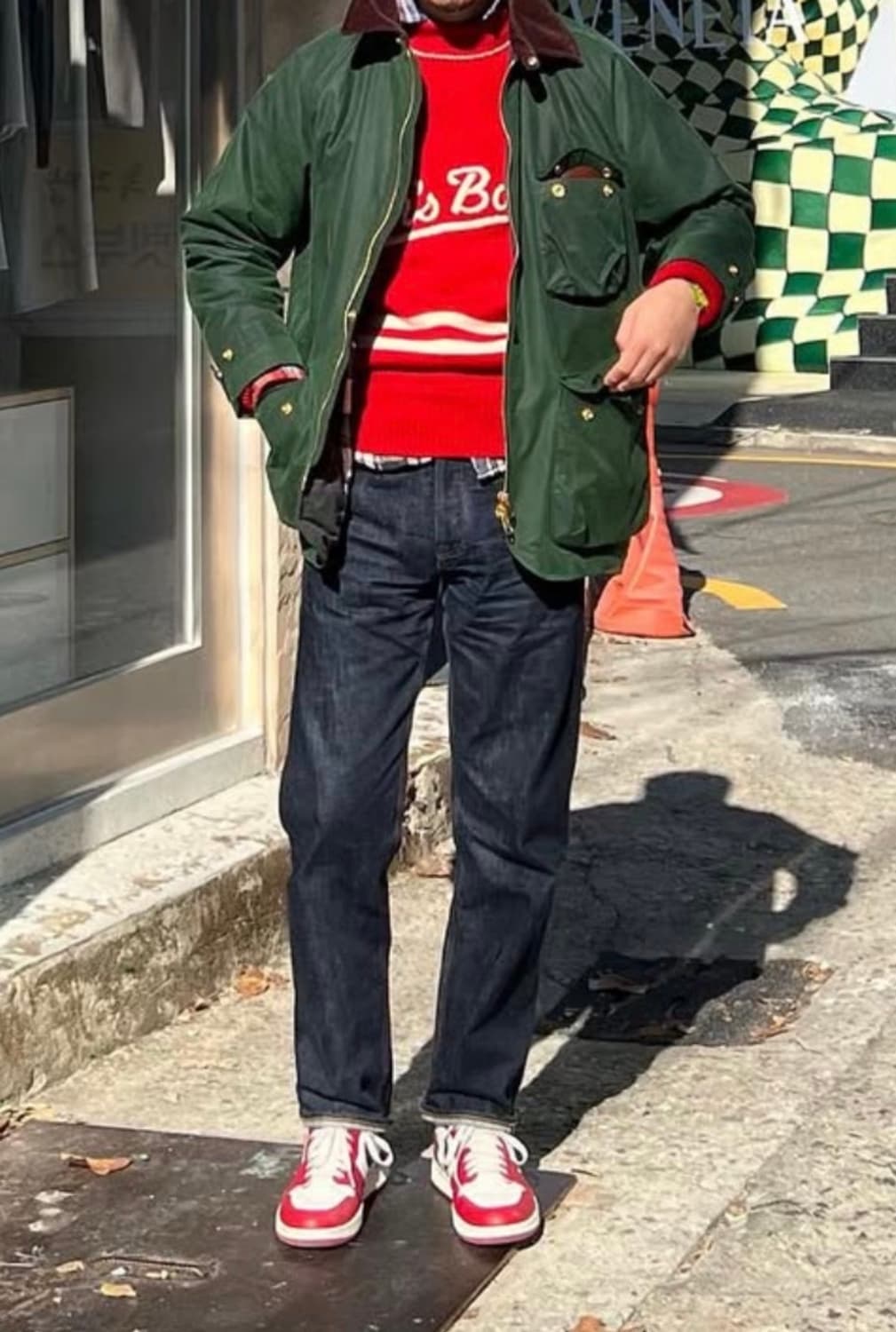 (38/새제품)드레익스 커버올 왁스 자켓 그린 상품이미지5