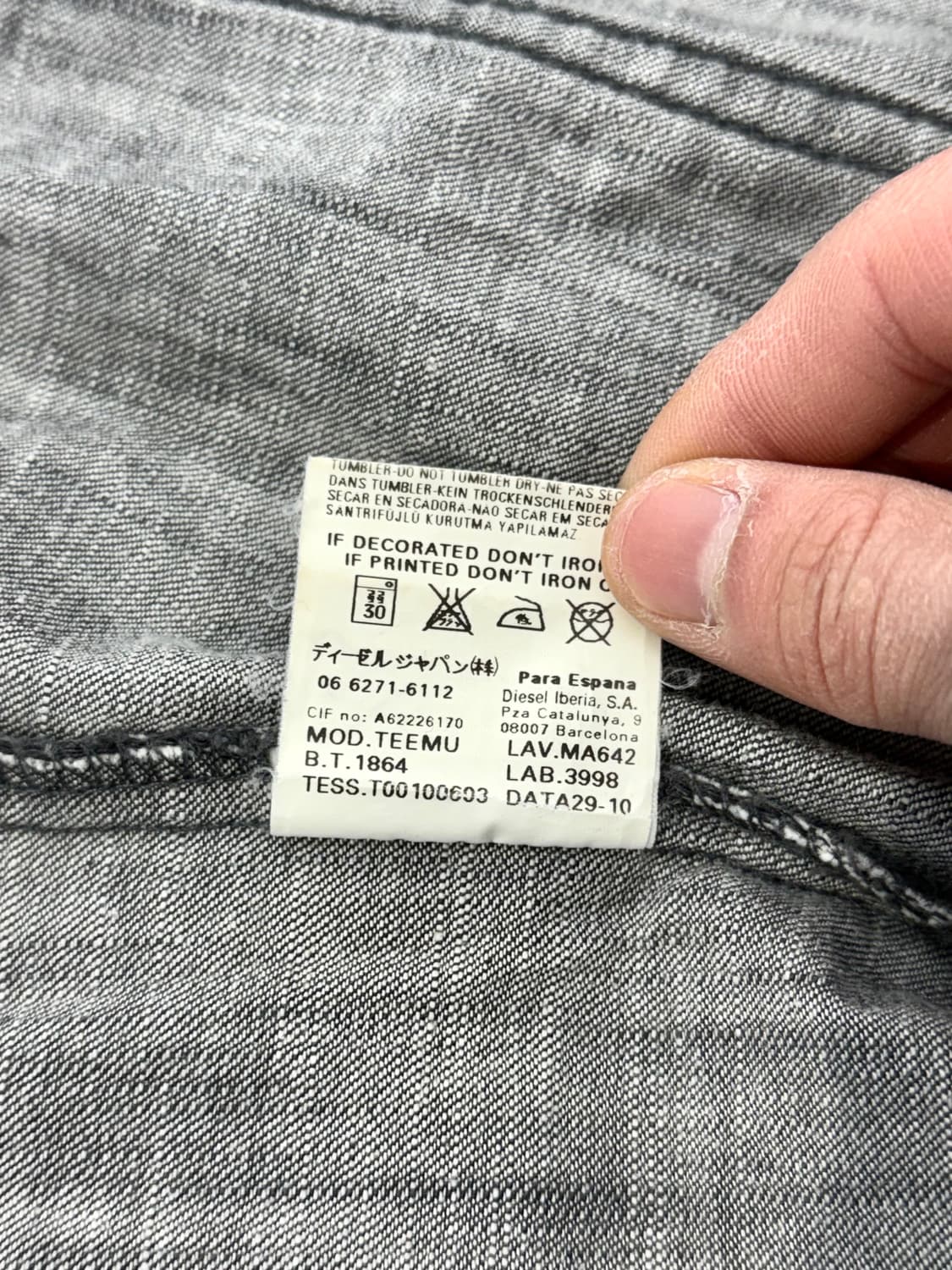 디젤 라이트 그레이 워시드 그레이 다잉 데님 트러커 자켓 상품이미지10