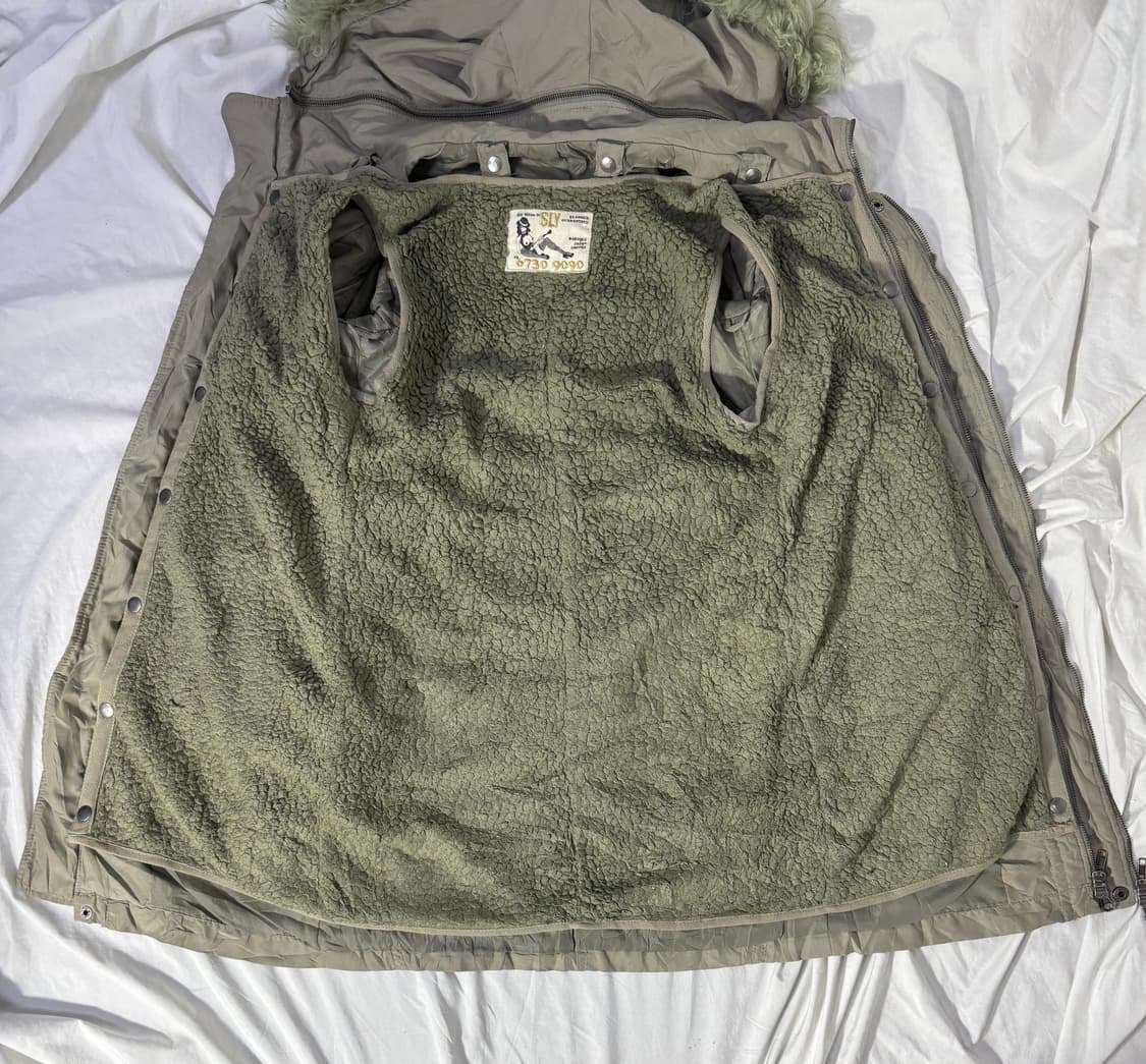 Sly 퍼 트리밍 밀리터리 벨티드 롱 파카 y2k vkei lgb goa 상품이미지6