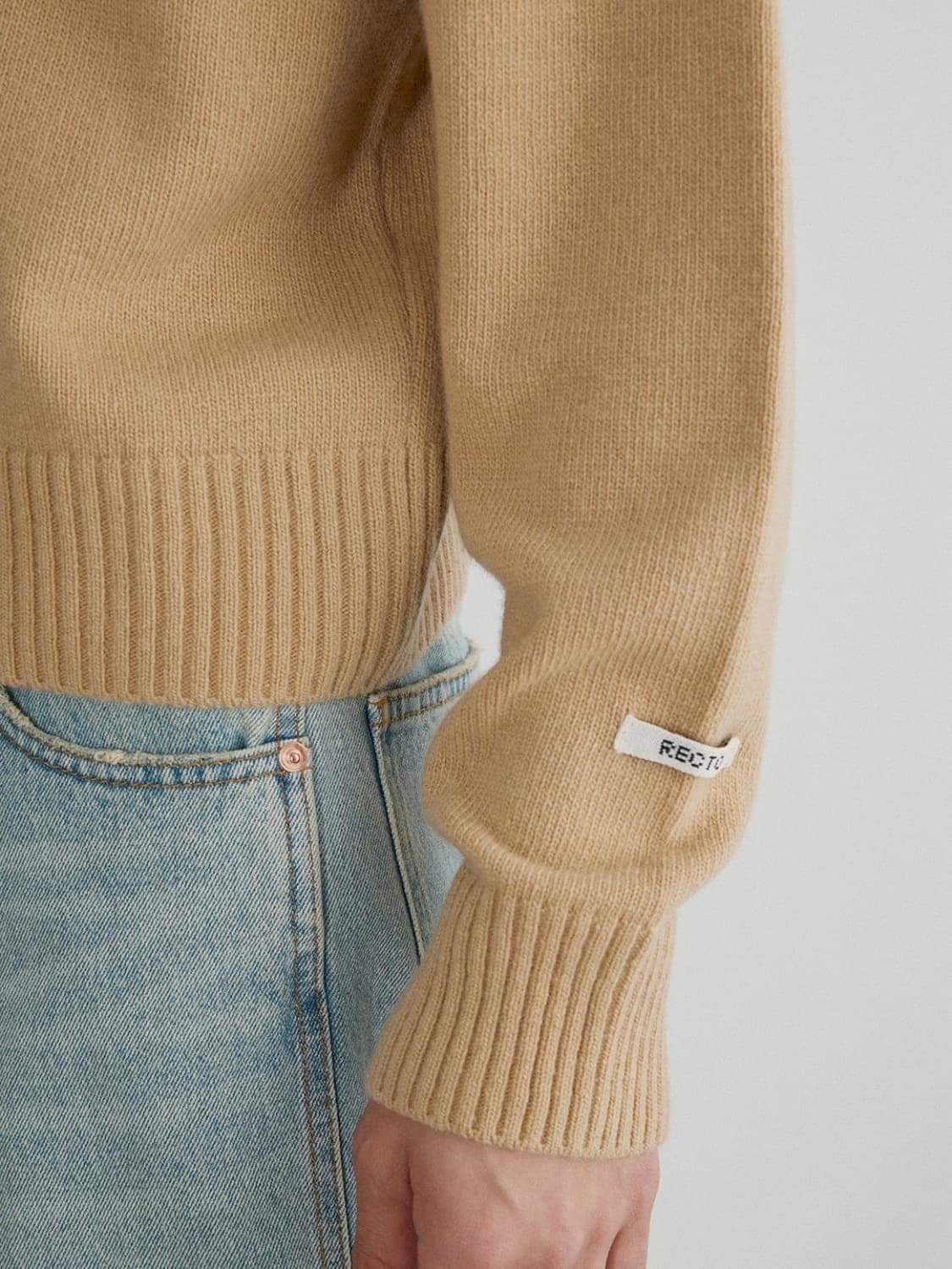 [M] 렉토 더블 레이어 레이어드 니트 베이지 상품이미지8