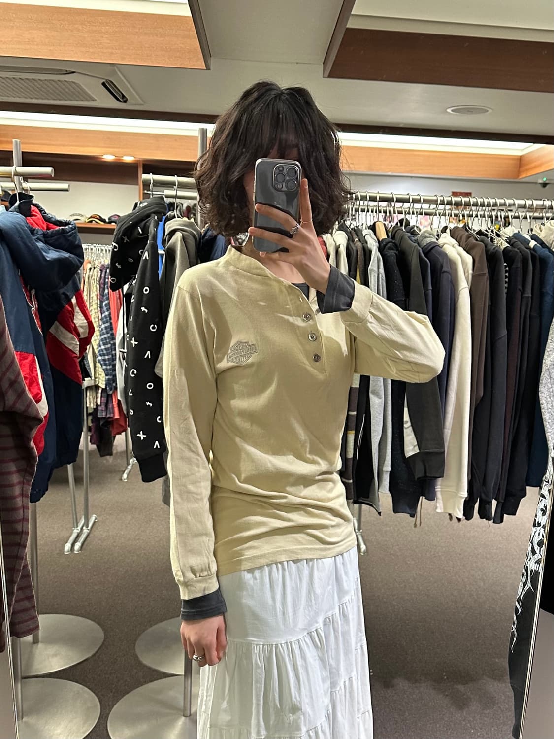 XS)할리데이비슨 빈티지 여성 헨리넥 롱슬리브 상품이미지1