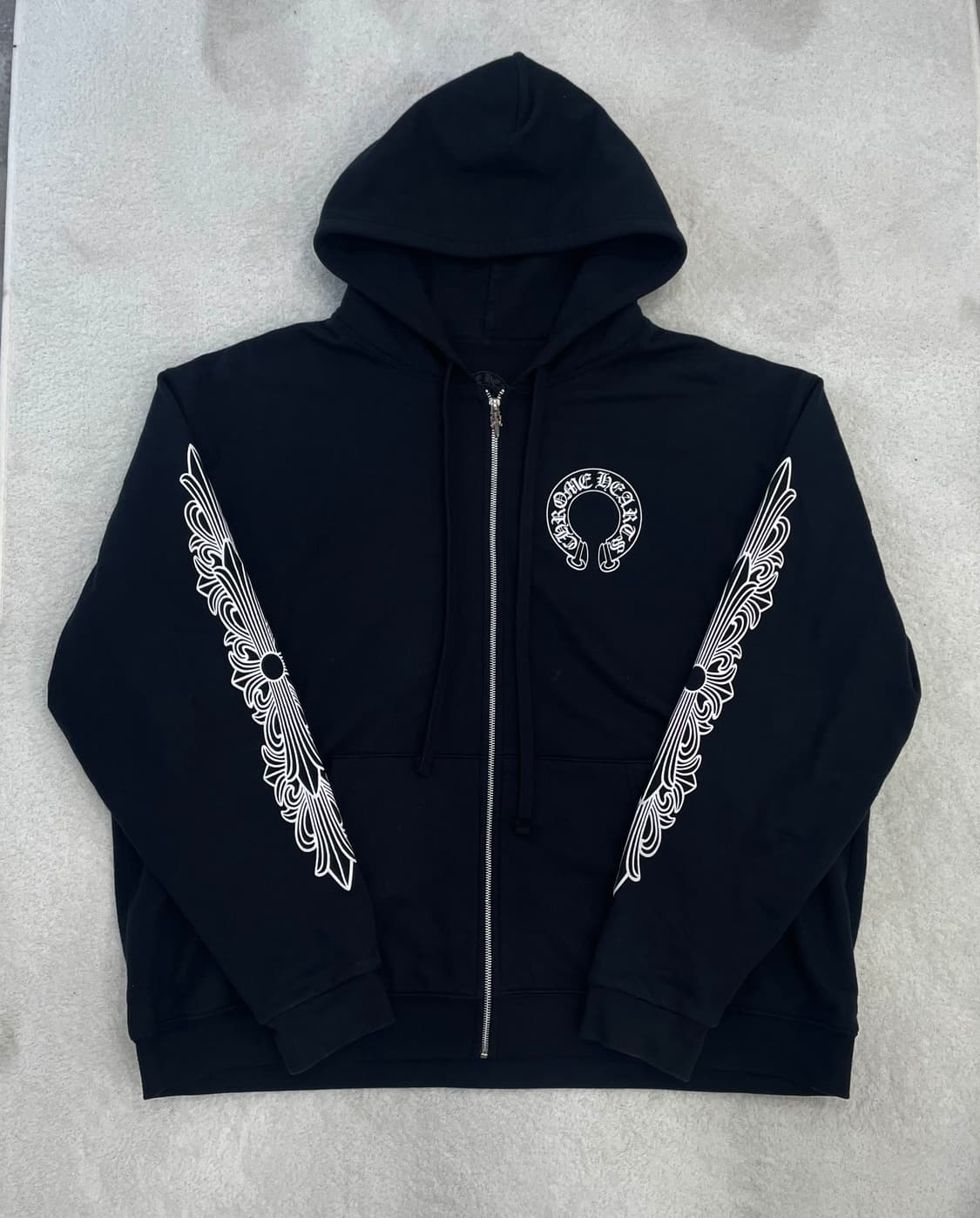 [ 새상품 , XXL ] 크롬하츠 홀스슈 플로랄 헤비웨이트 후드집업 상품이미지1