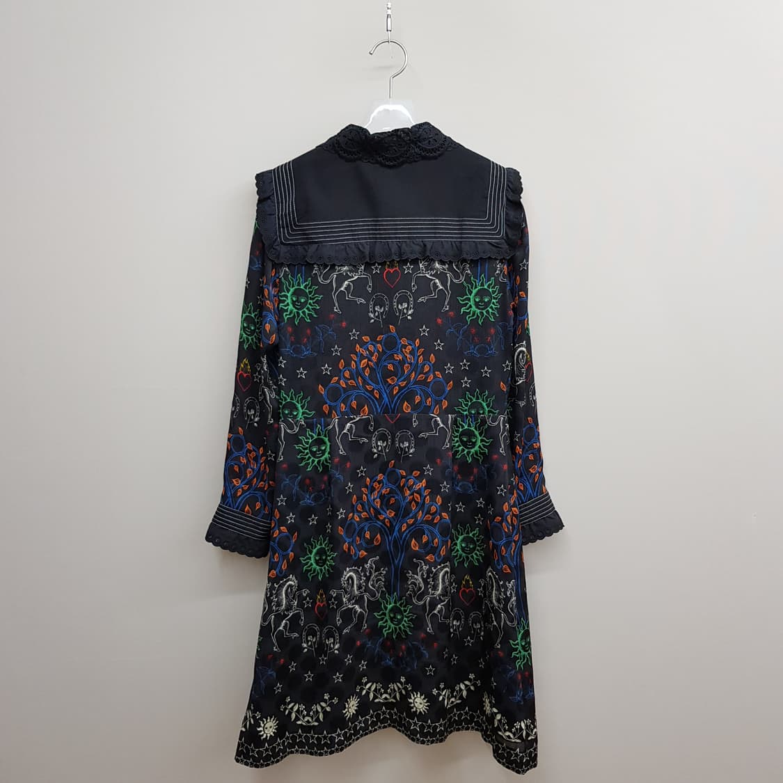 산드로 자수 카라 패턴 실크 혼방 원피스 36사이즈 상품이미지7