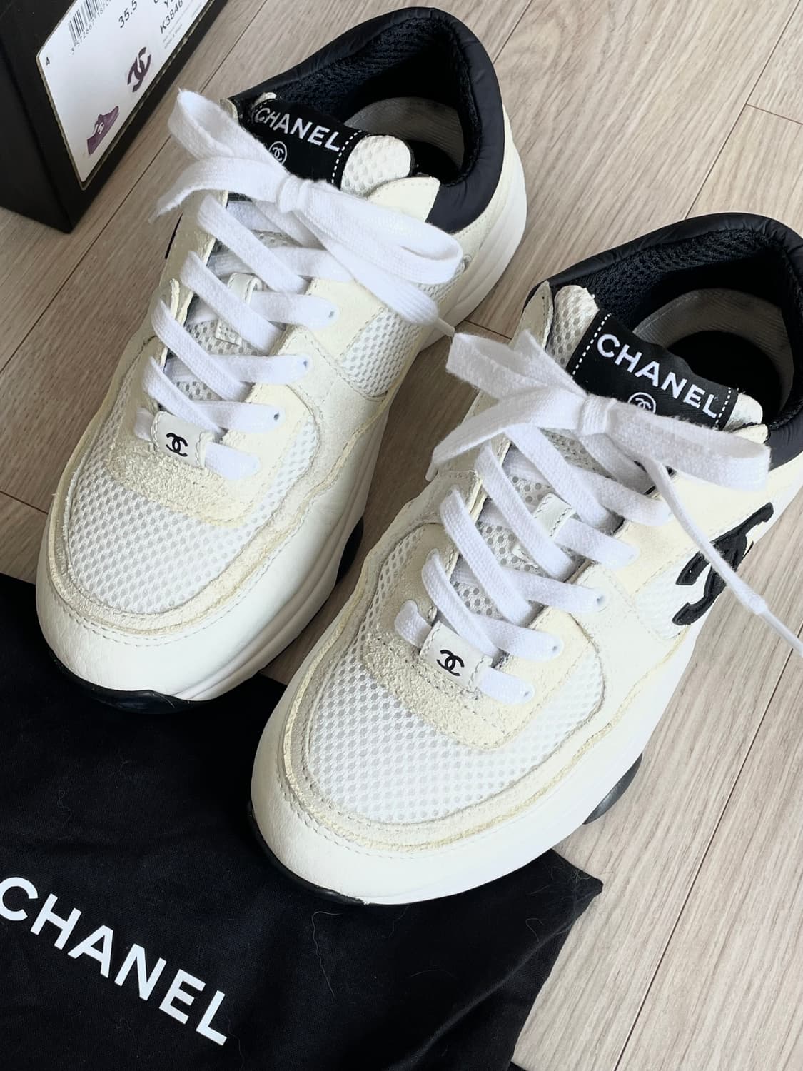 샤넬 CC로고 스니커즈 테니스화 런닝화 G38299 35.5사이즈 상품이미지9