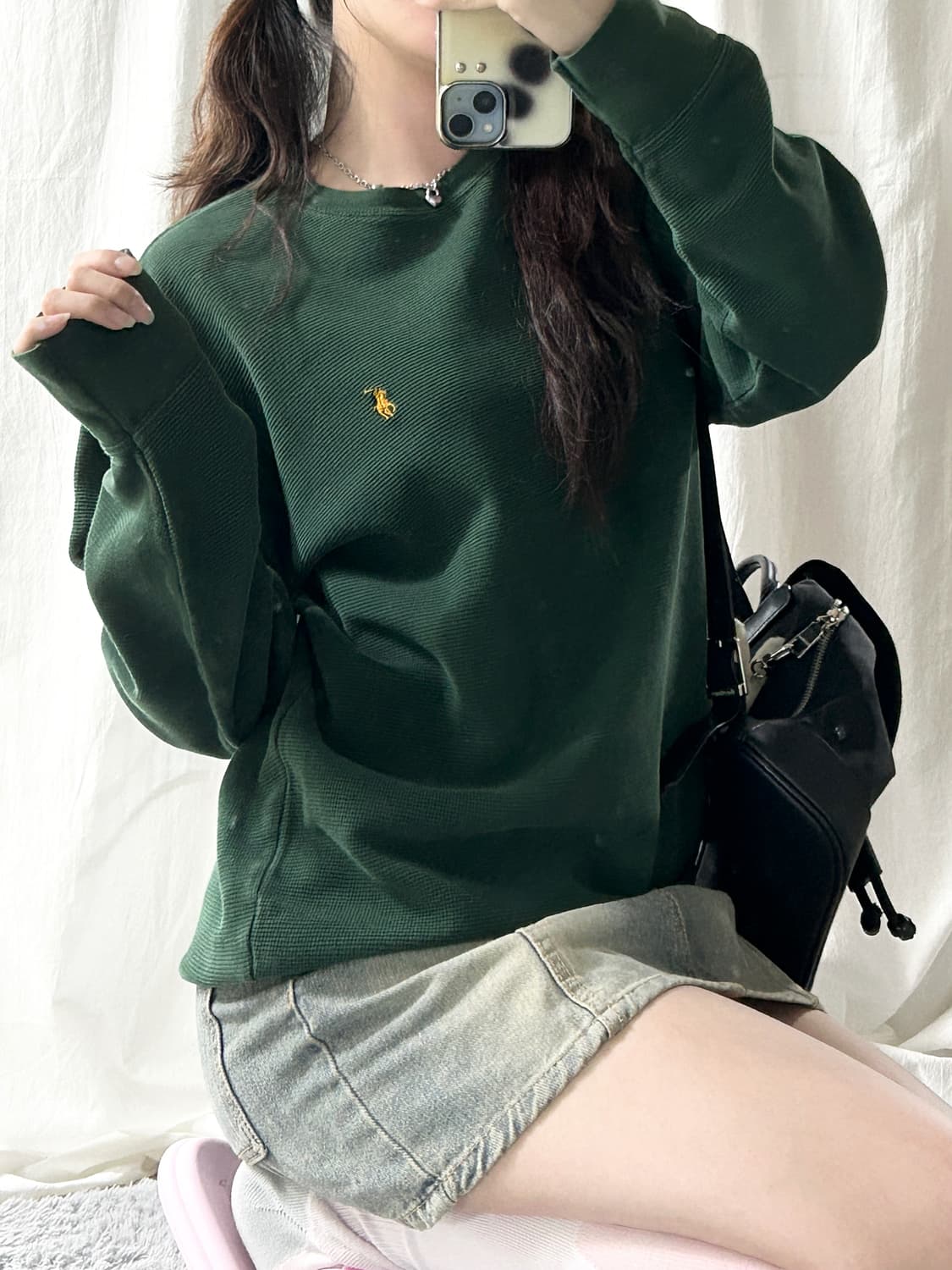 폴로 딥그린 와플 롱슬리브 상품이미지1