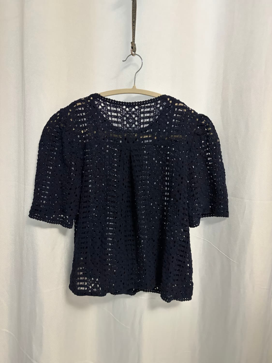 여성 반팔 네이비 블라우스 상품이미지3