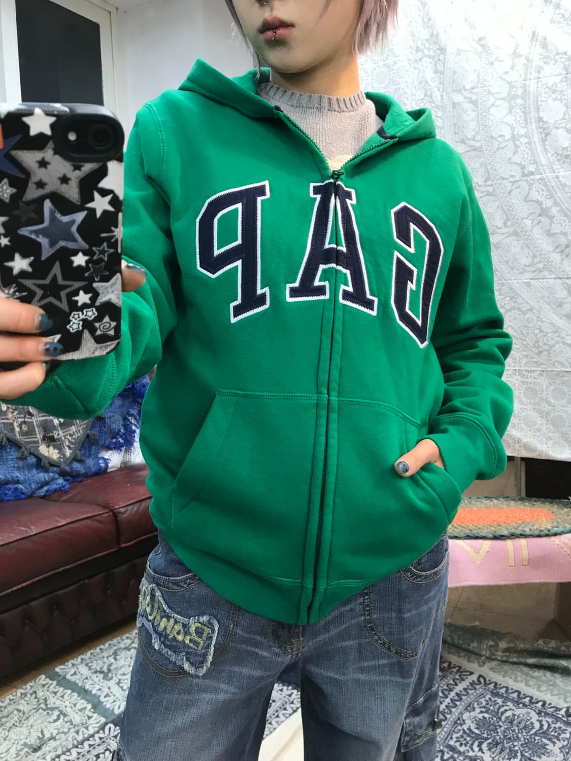 GAP 갭 빅로고 그린 기모 후드집업  상품이미지2