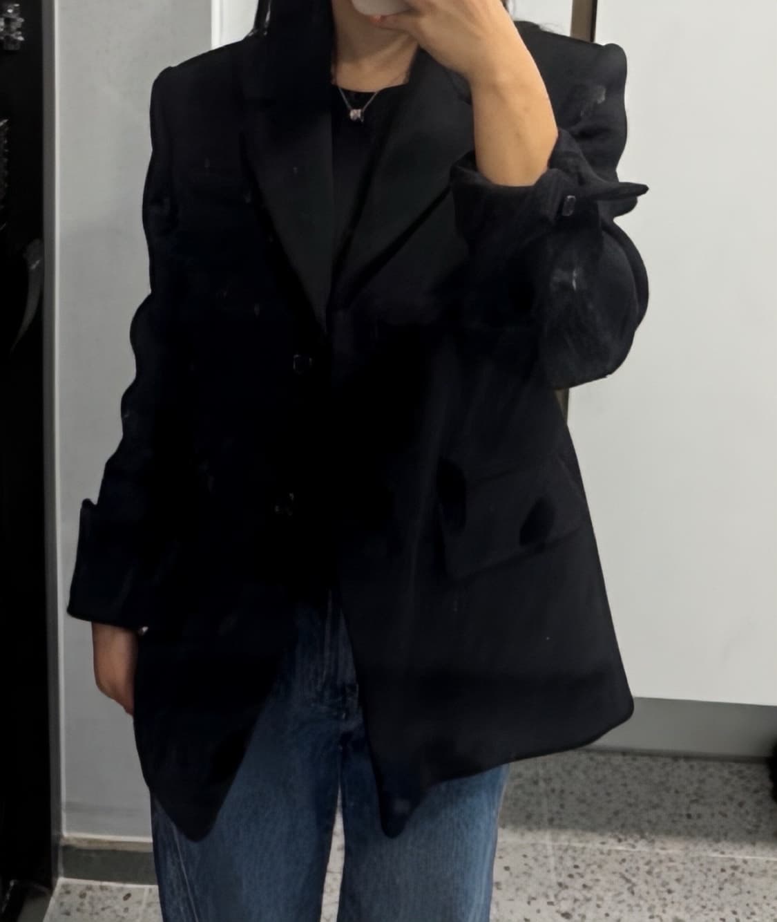 BRONN 브론 캐시비어 울 블랜드 자켓 블랙 상품이미지8