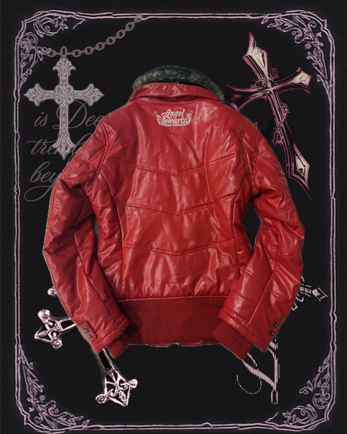 Y2K angel heart fake leather fur jacket 상품이미지3