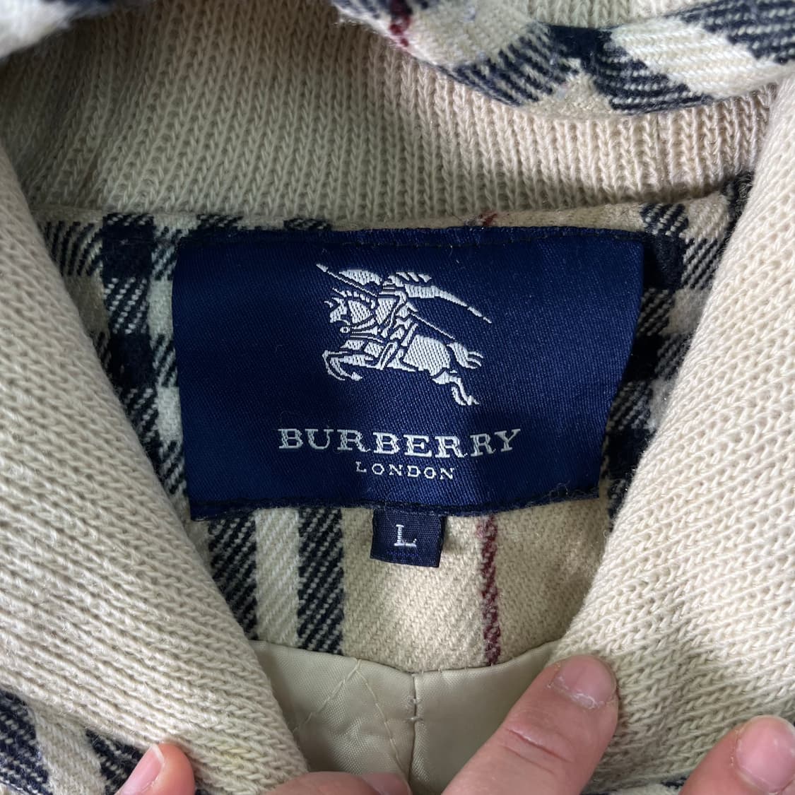 W 95 버버리 90s 니트 후드 코트 상품이미지3