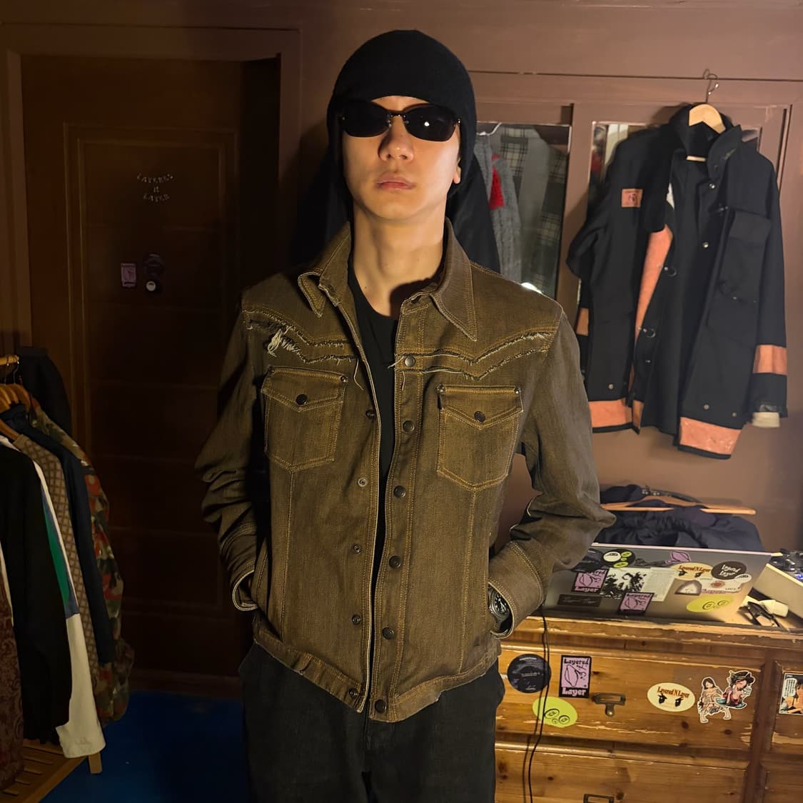 ELLE HOMME AGED BROWN TRUCKER JACKET 상품이미지6