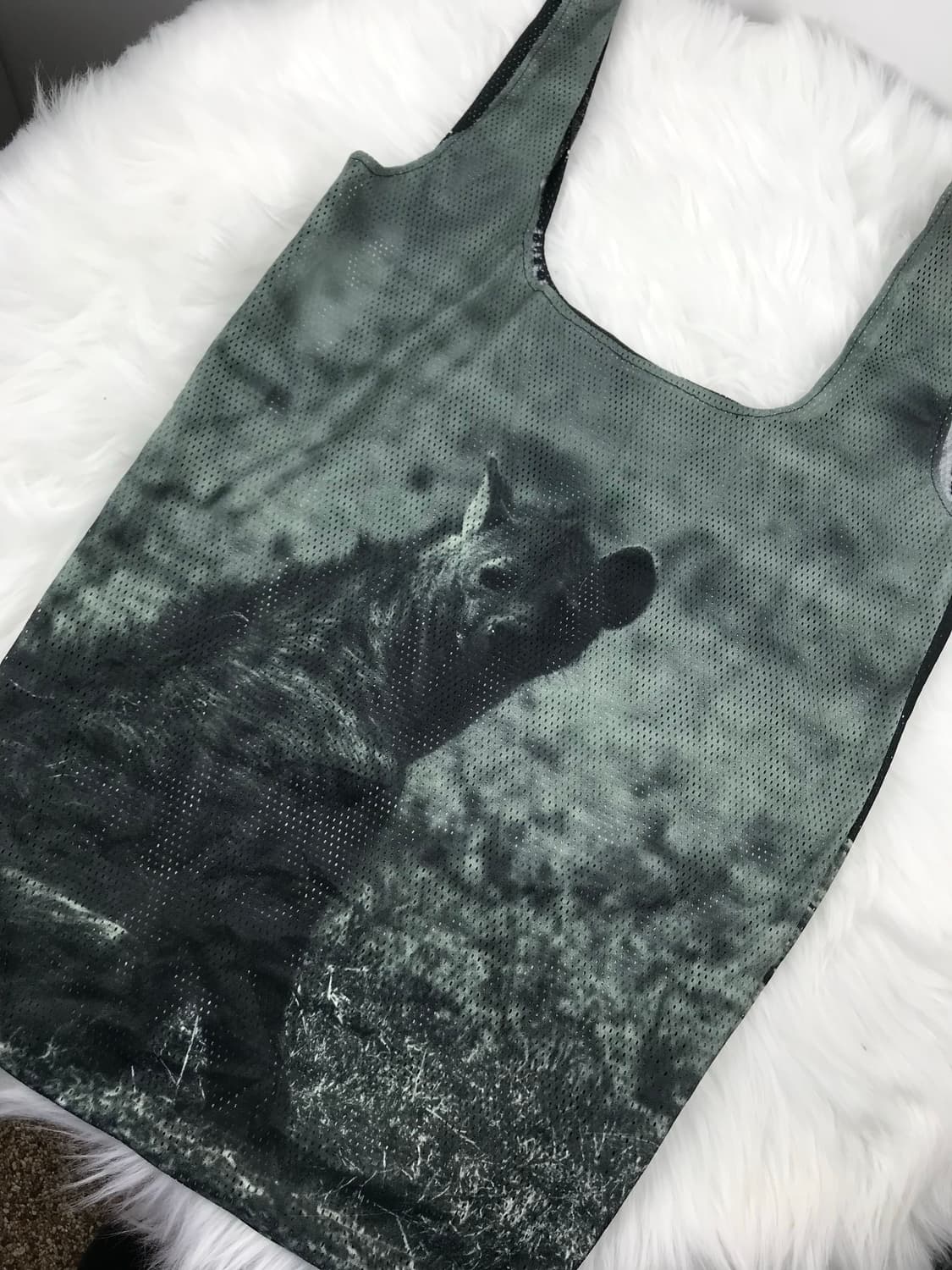 빈티지 하이에나 프린팅 매쉬 그물 에코백 숄더백 y2k 메쉬백 토트백가방 상품이미지2