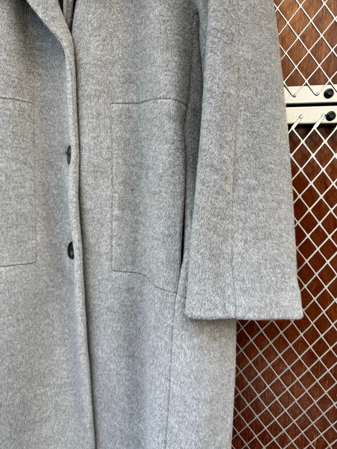 한섬 시스템 낙타 울 그레이 오버핏 롱 코트 M 상품이미지6