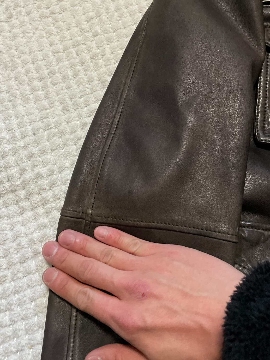 DIESEL 디젤 웨스턴 무드 램스킨 포켓 레더 자켓 브라운 상품이미지10