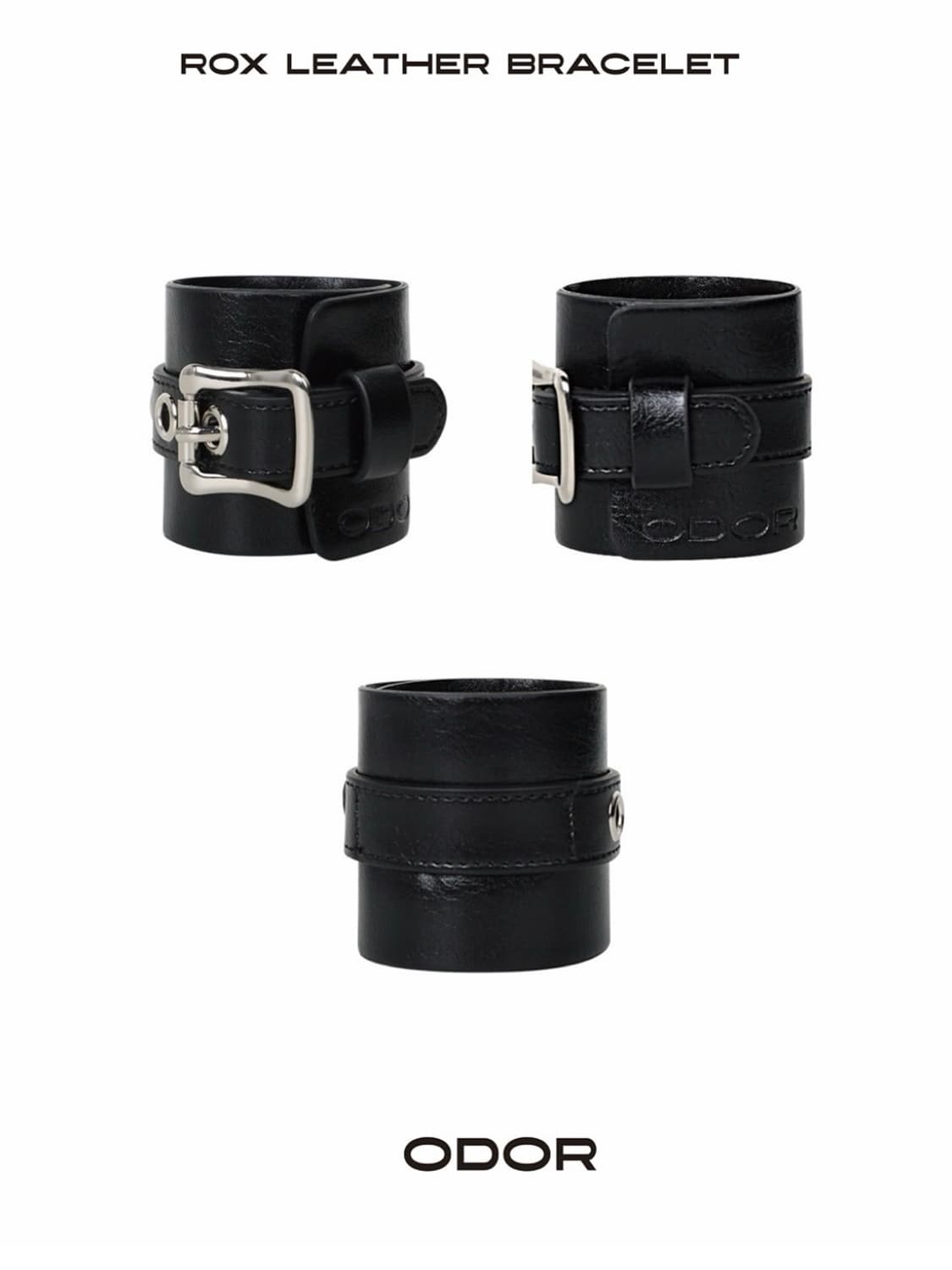 오도어 Rox Leather Bracelet 블랙 레더 팔찌 ROX 상품이미지1