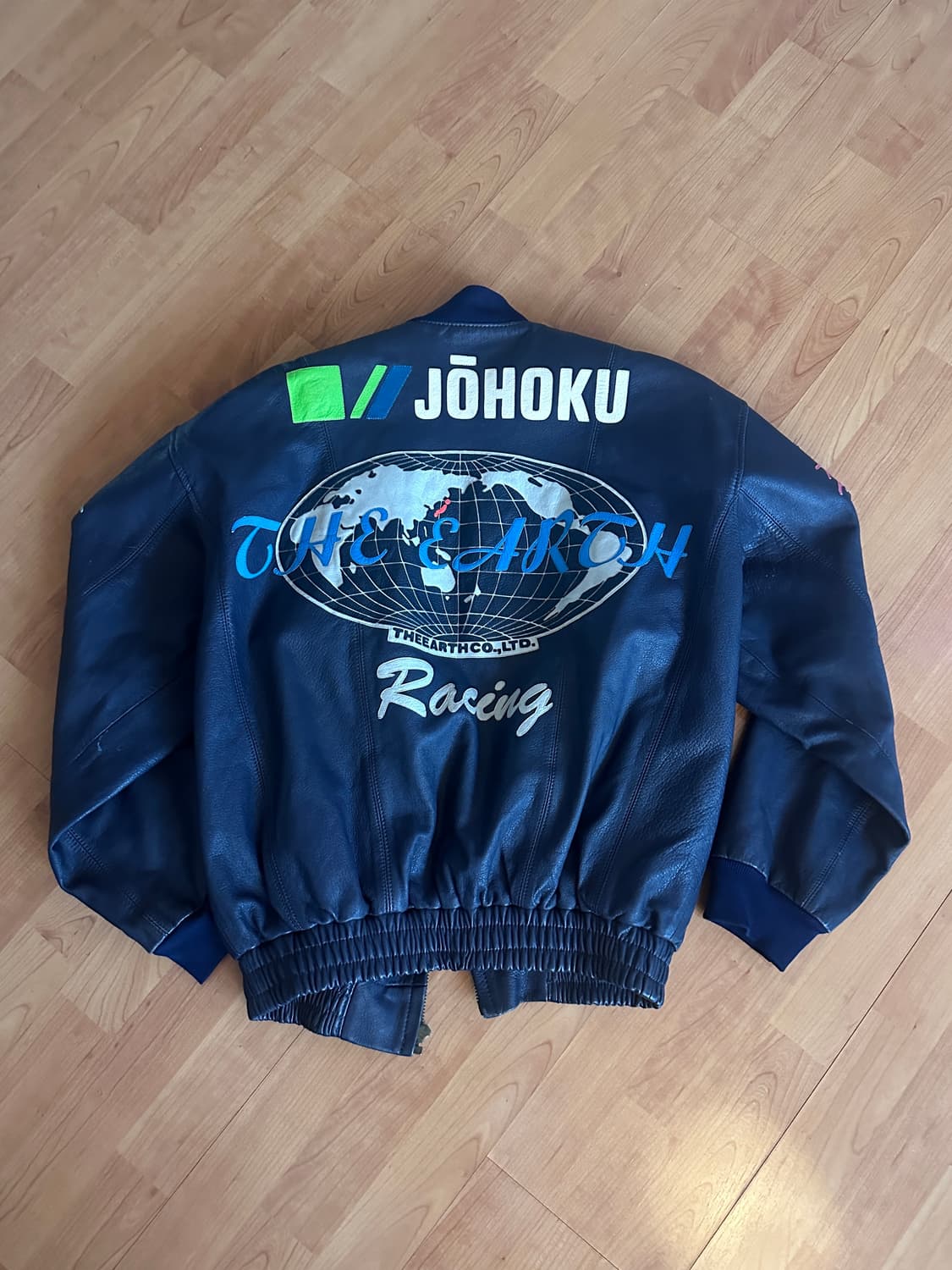 빈티지 레더 네이비 레이싱 자켓 상품이미지2