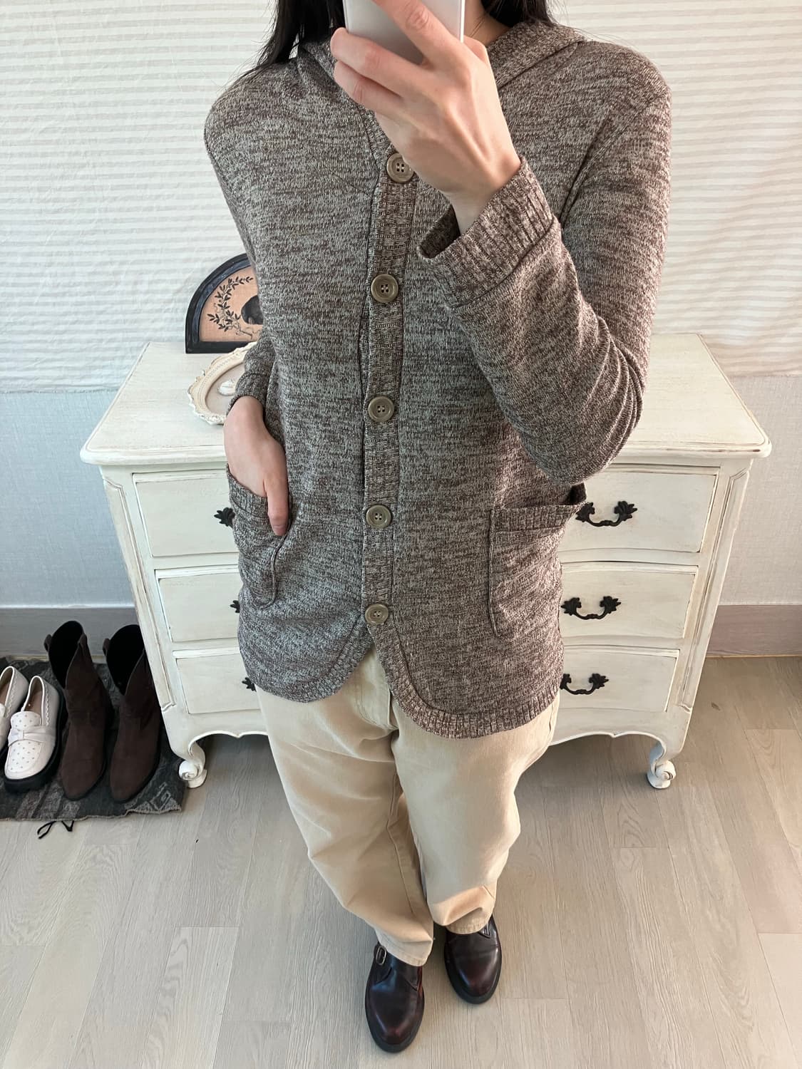 jpn vintage 브라운 보헤미안 후드 가디건 y2k 스트릿 갸루 펑 상품이미지3