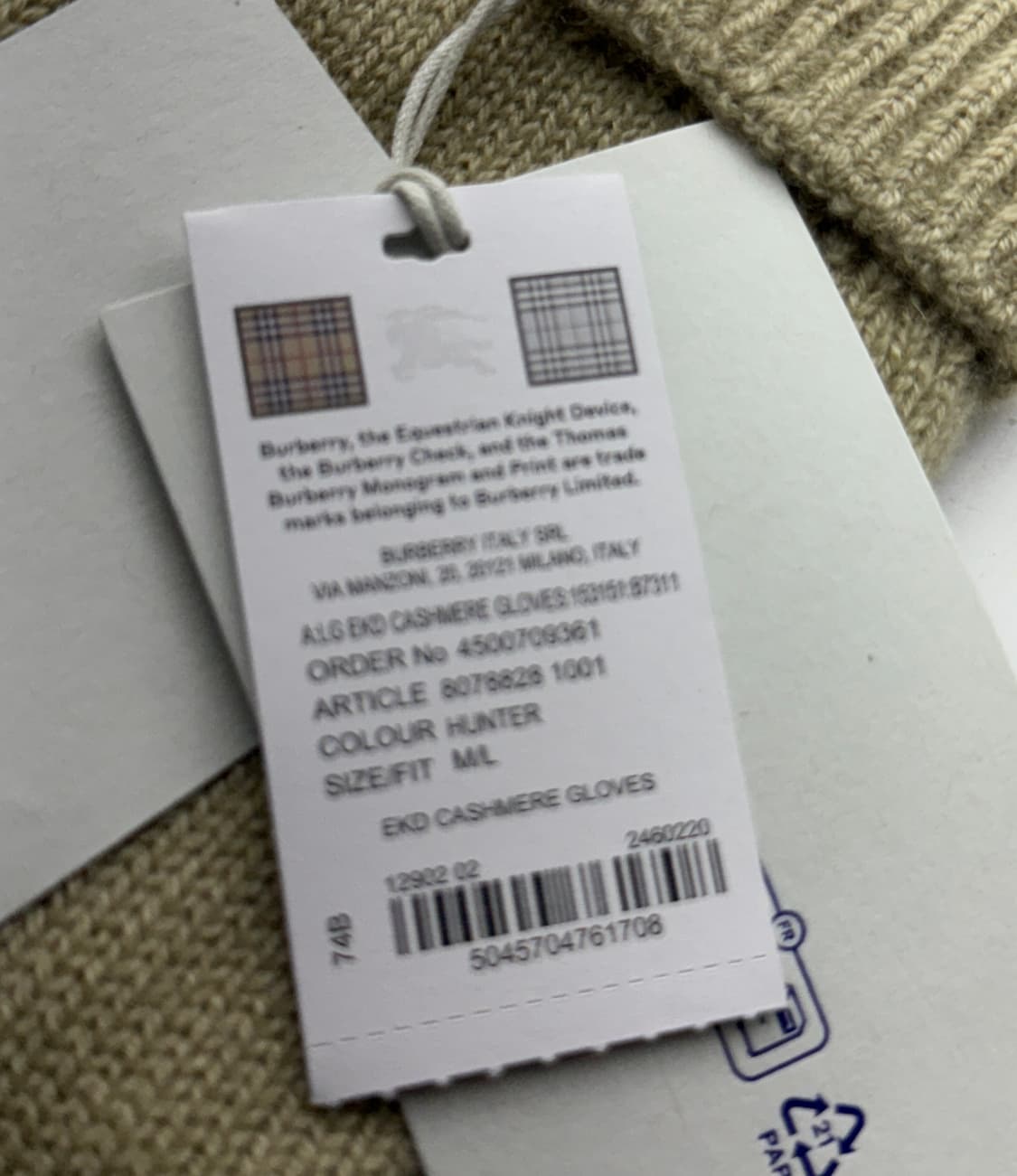 정품)버버리 캐시미어 장갑 상품이미지6