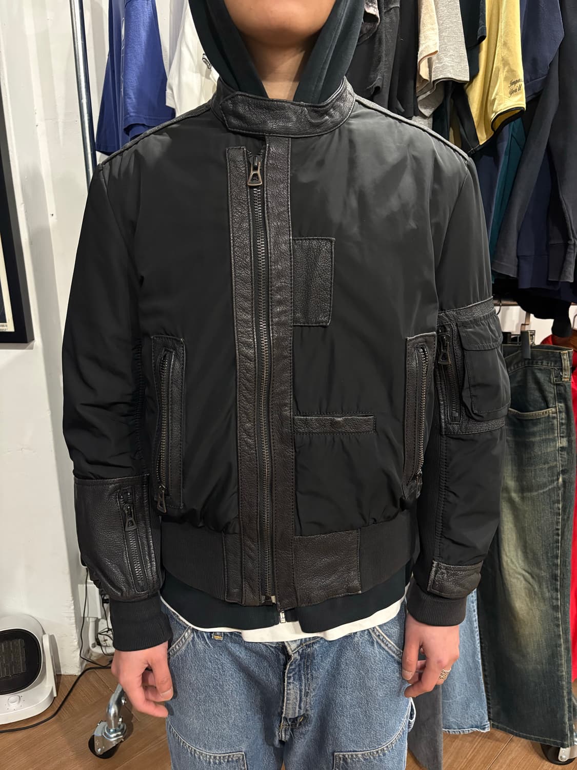 00s 휴고보스 레더패치 봄버자켓 상품이미지1