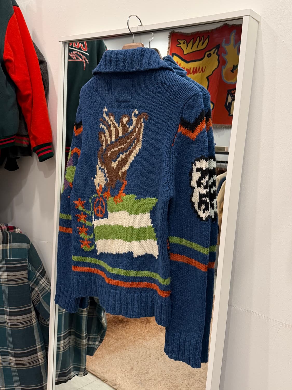 Vtg 빈티지 헤비울 코위찬 니트 집업 (made in Italy) 상품이미지5