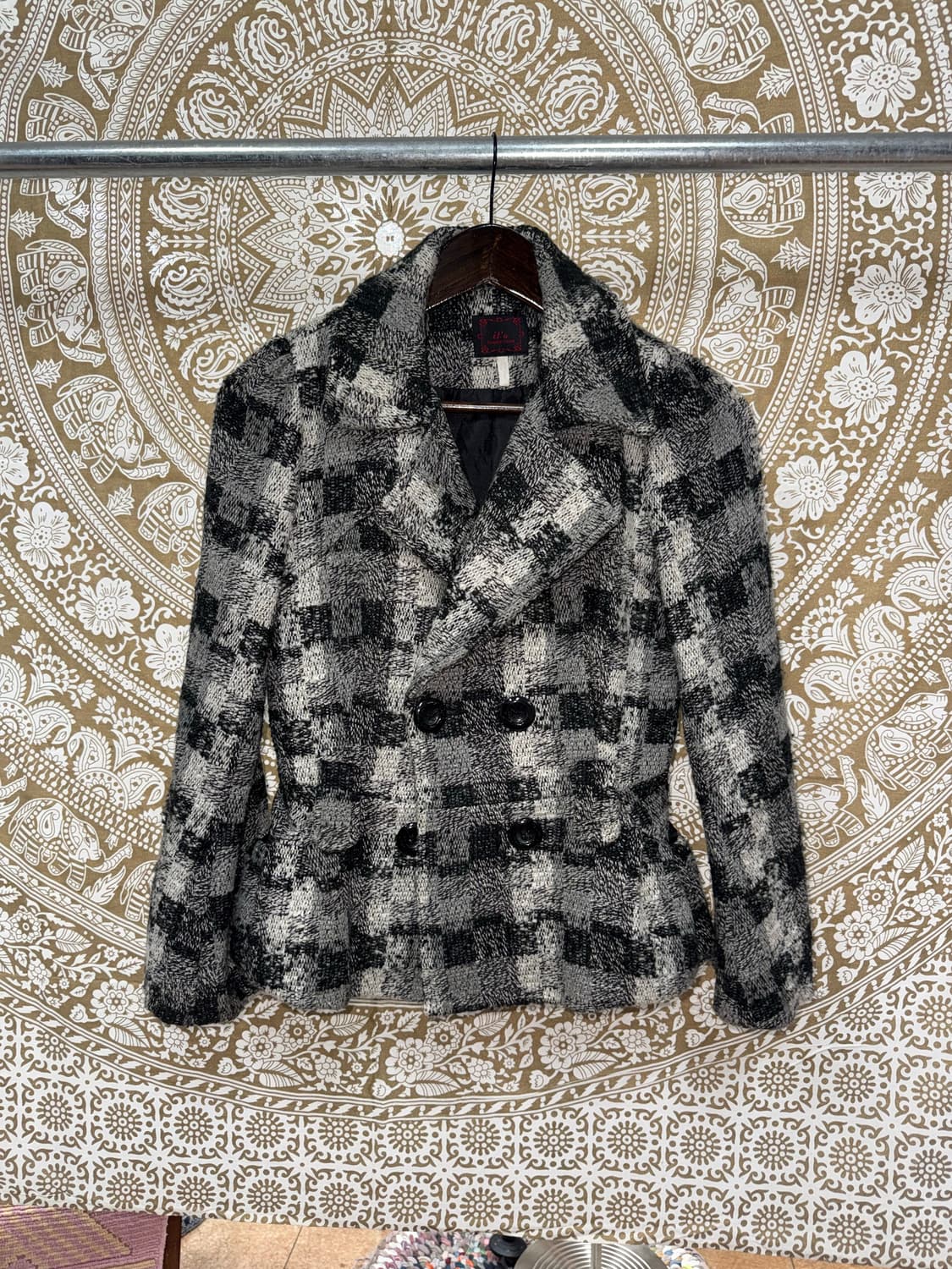 it’a 빈티지 여성 더블버튼 체크 숏코트  상품이미지3