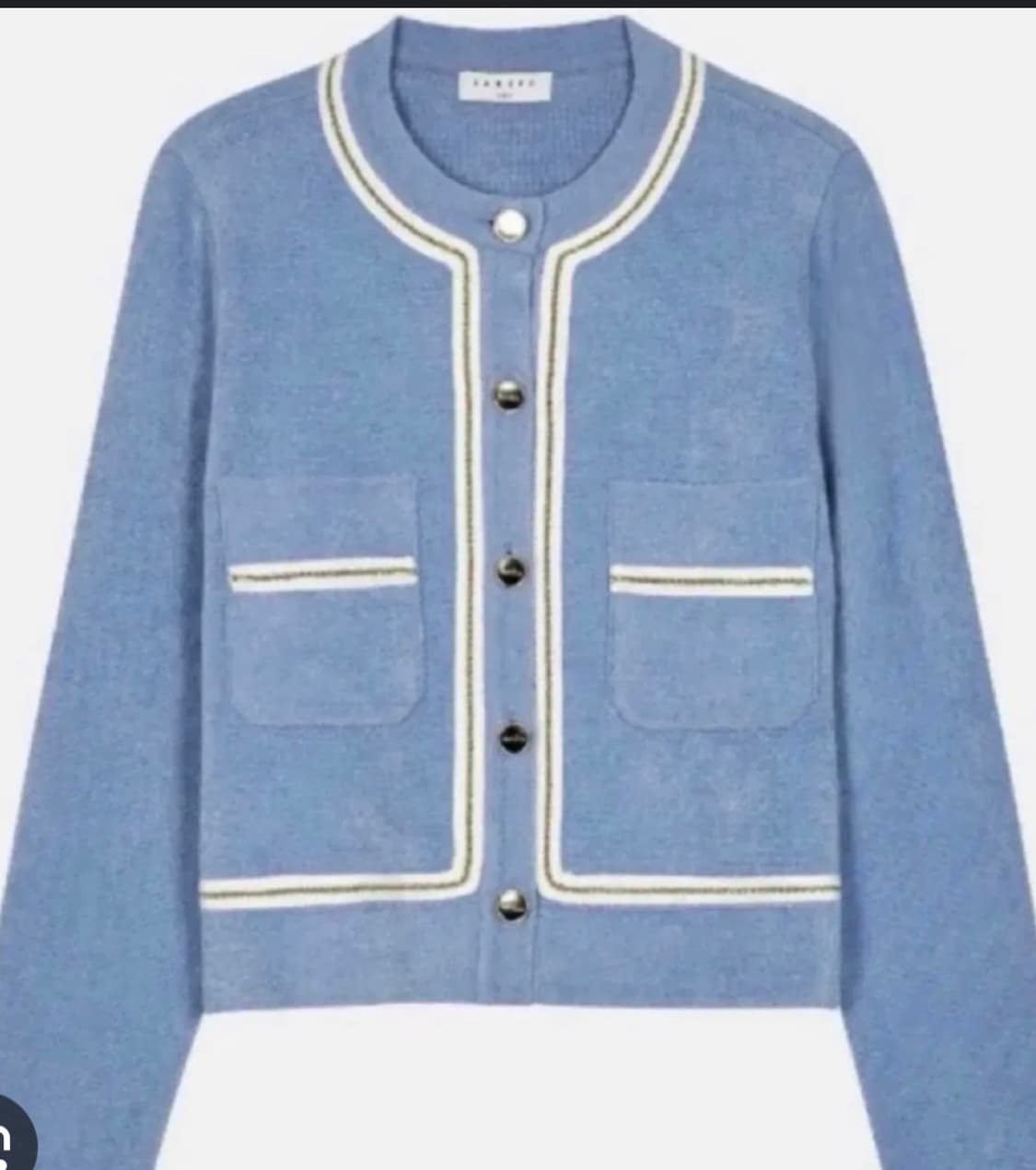 산드로 골드버턴 라이닝 가디건 블루 상품이미지2
