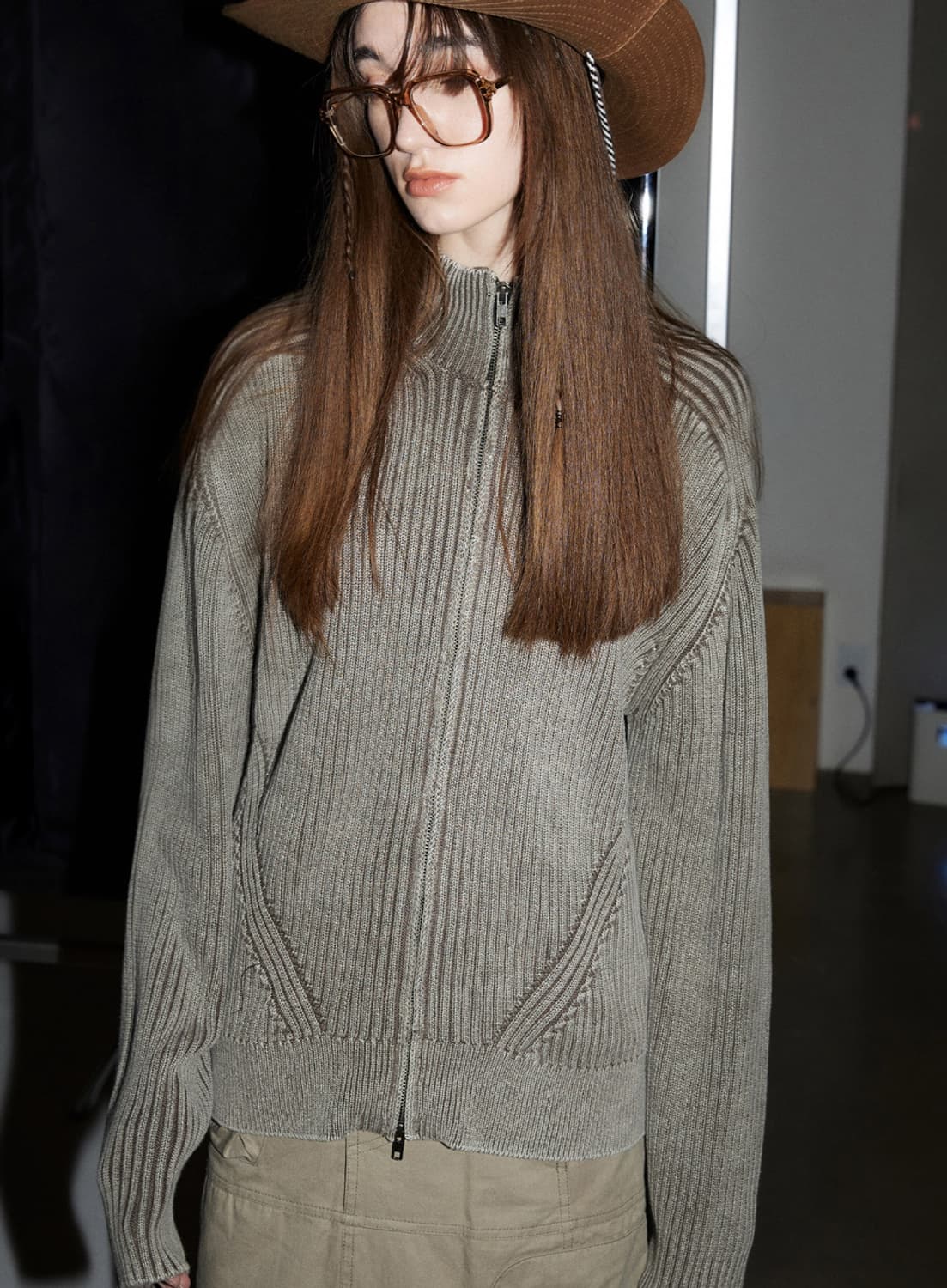 엘무드 피스 다이드 니트 집업 상품이미지7