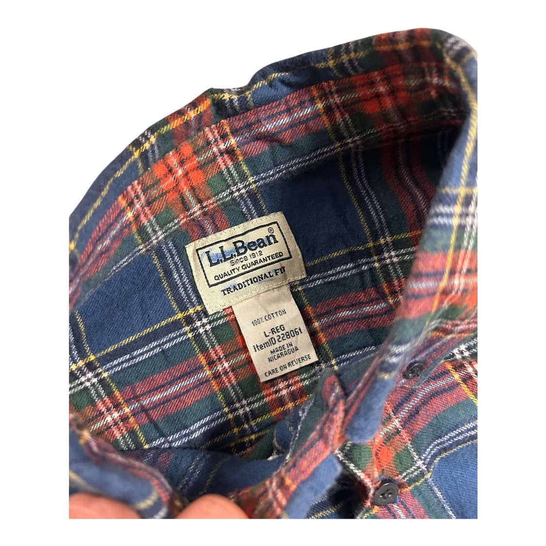 L) 엘엘빈 L.L.Bean 네이비 레드 타탄체크 플란넬 셔츠남방 상품이미지2