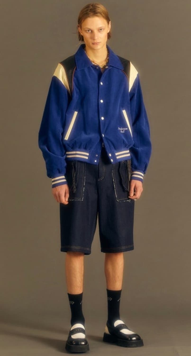 앤더슨벨 코듀로이 레더 바시티 자켓 상품이미지1