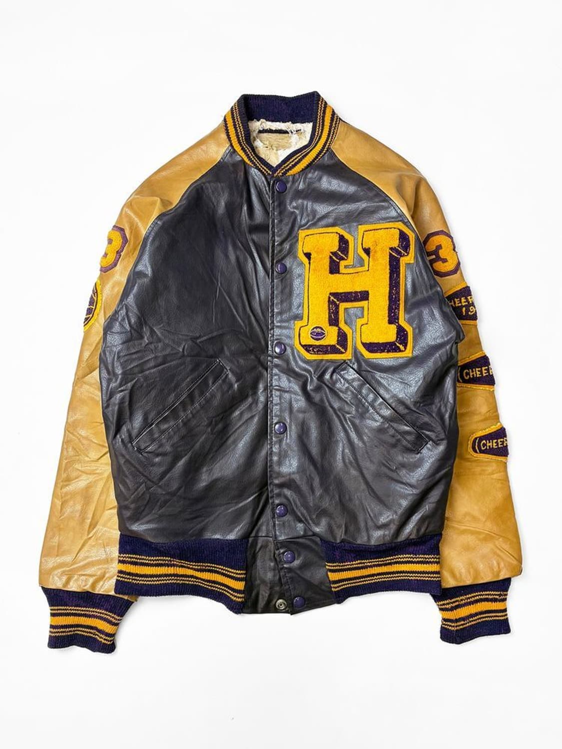 American Vintage 90s USA 가죽배색바시티자켓PN4930 상품이미지1