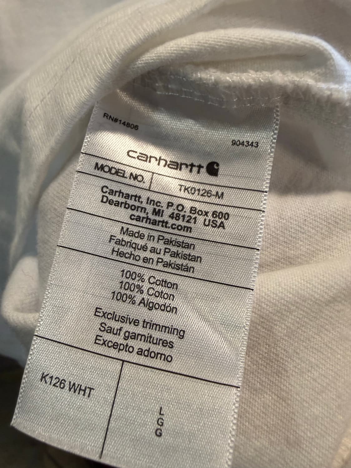 L 칼하트CARHARTT 포켓 롱슬리브 루즈핏 티셔츠 화이트 상품이미지6