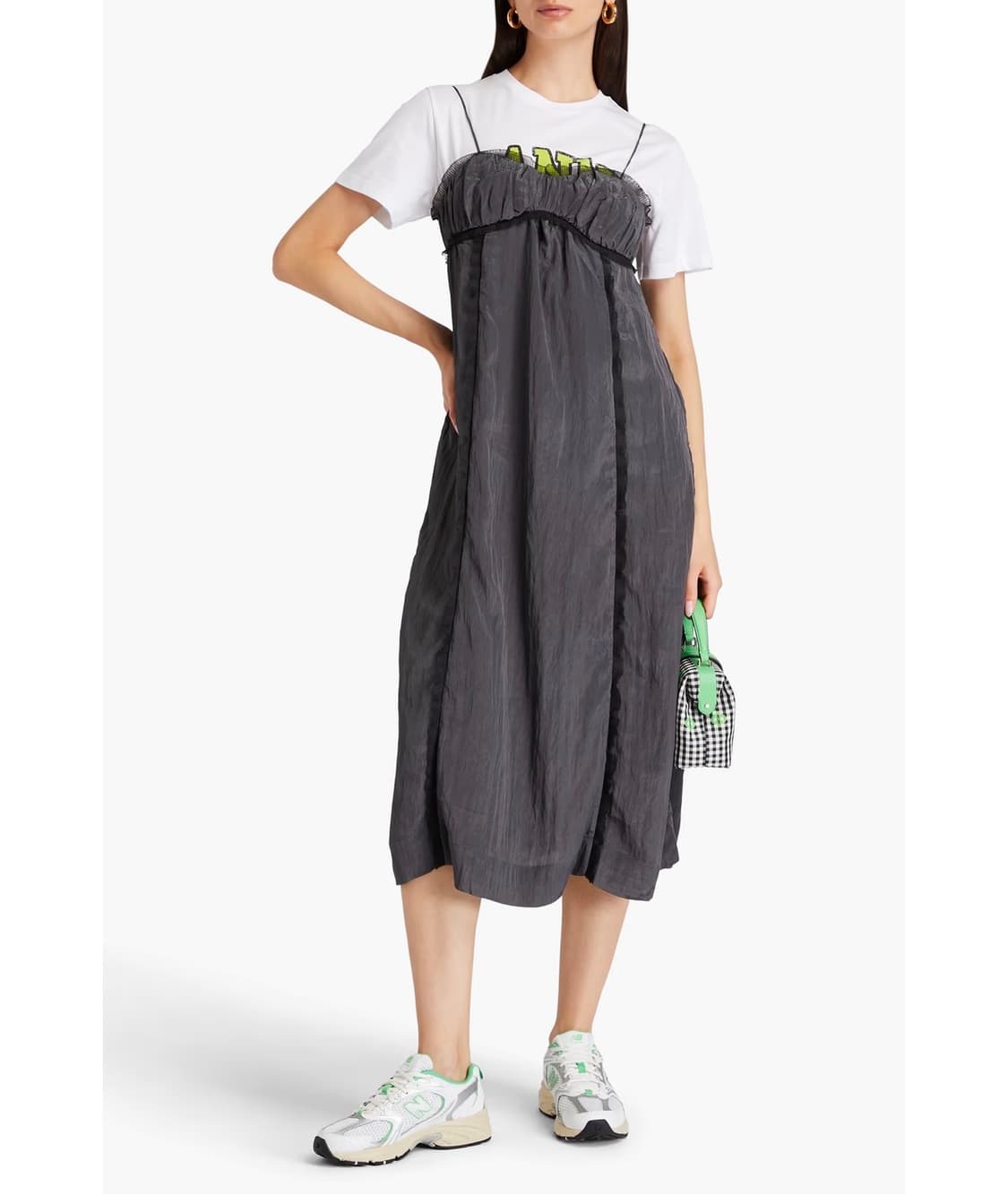 Ganni Crinkled satin midi dress 상품이미지2