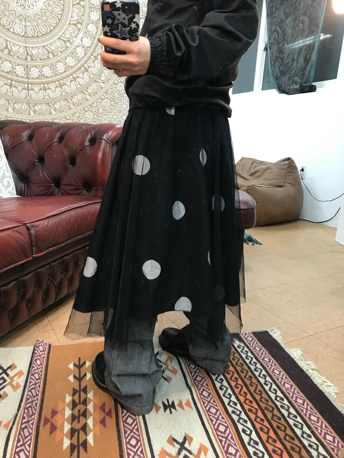 빈티지 여성 밴딩 시스루 도트 스커트  상품이미지2