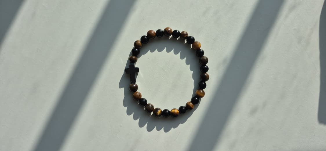 원석 팔찌 헤마타이트 크로스 십자가 팔찌 천연석 호안석 오닉스 블랙 상품이미지7