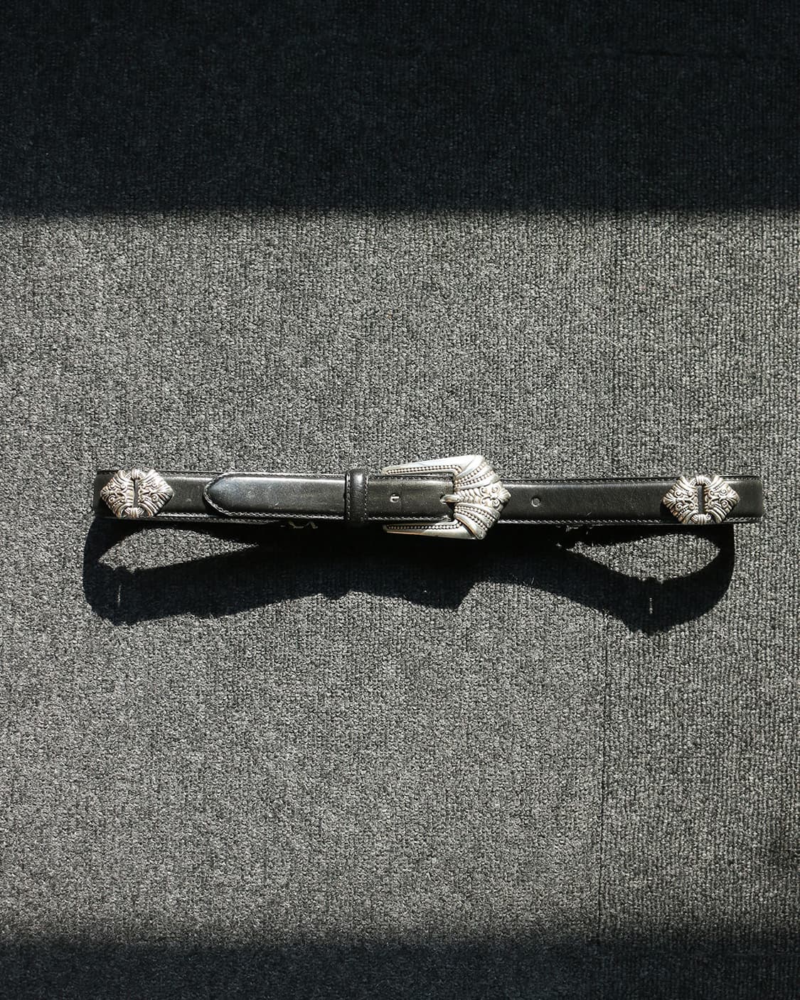 빈티지 웨스턴 블랙 레더 벨트 상품이미지1