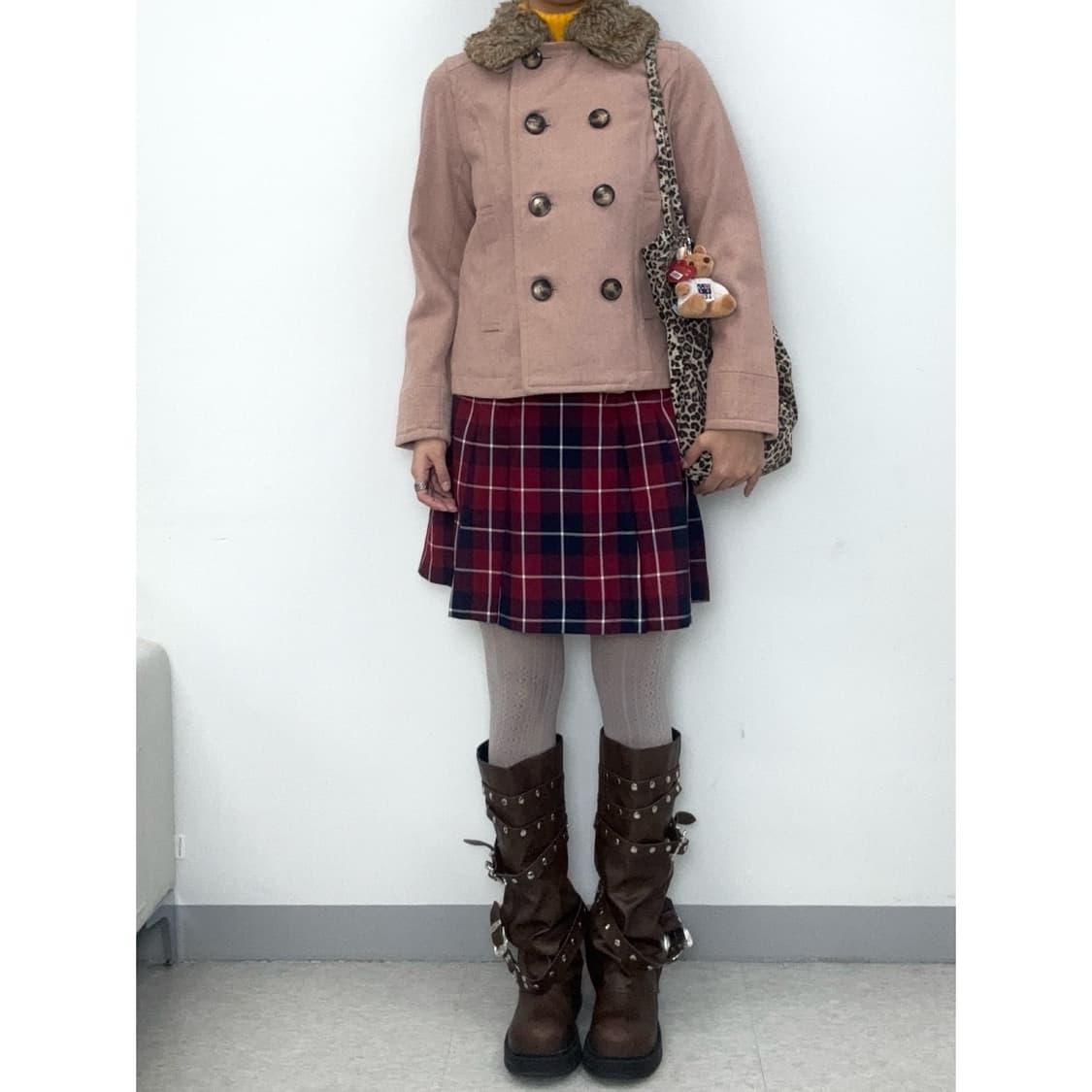 빈티지 핑크 하프 코트 상품이미지2