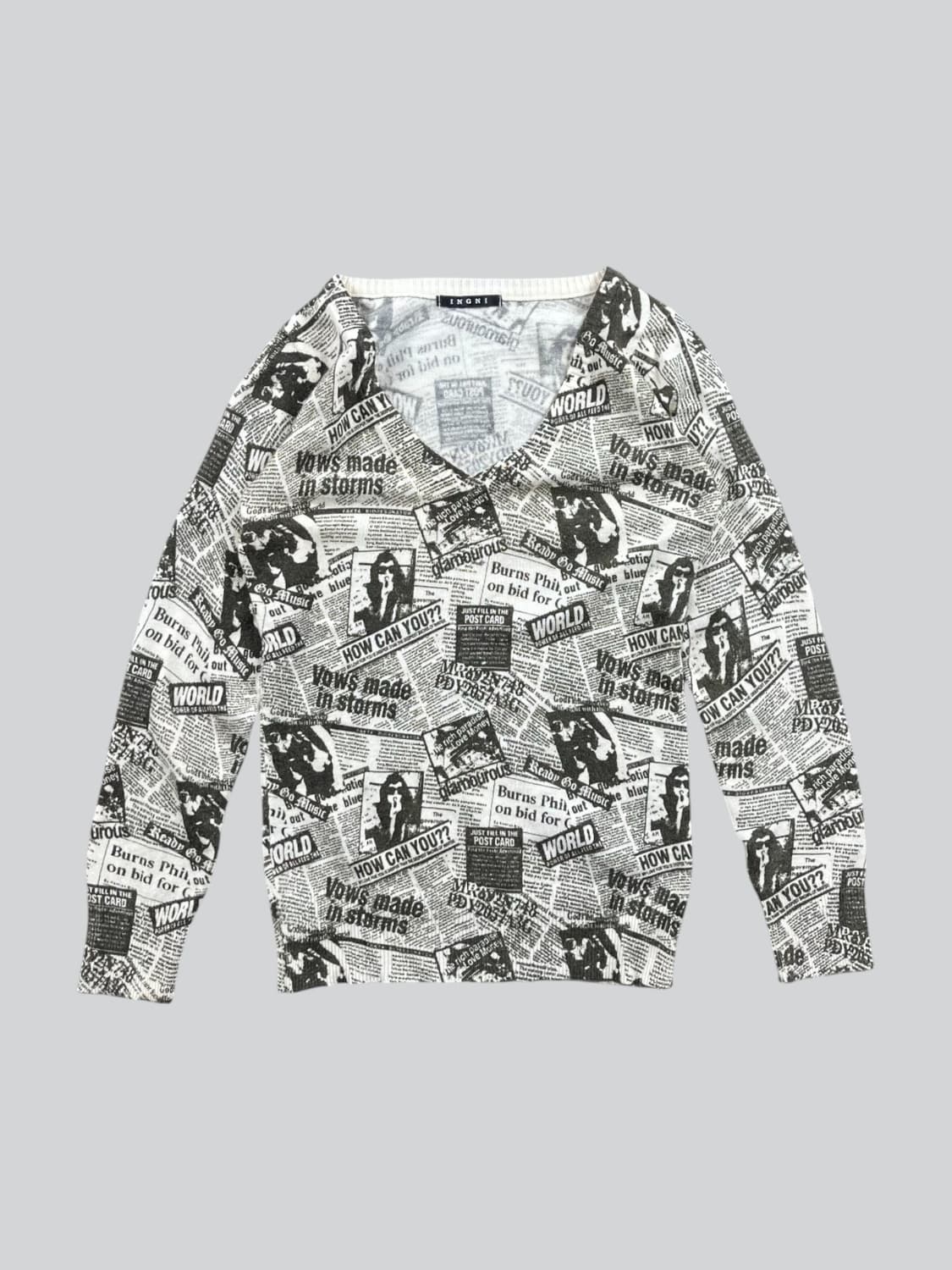 Vintage 프린팅 브이넥 니트  상품이미지1