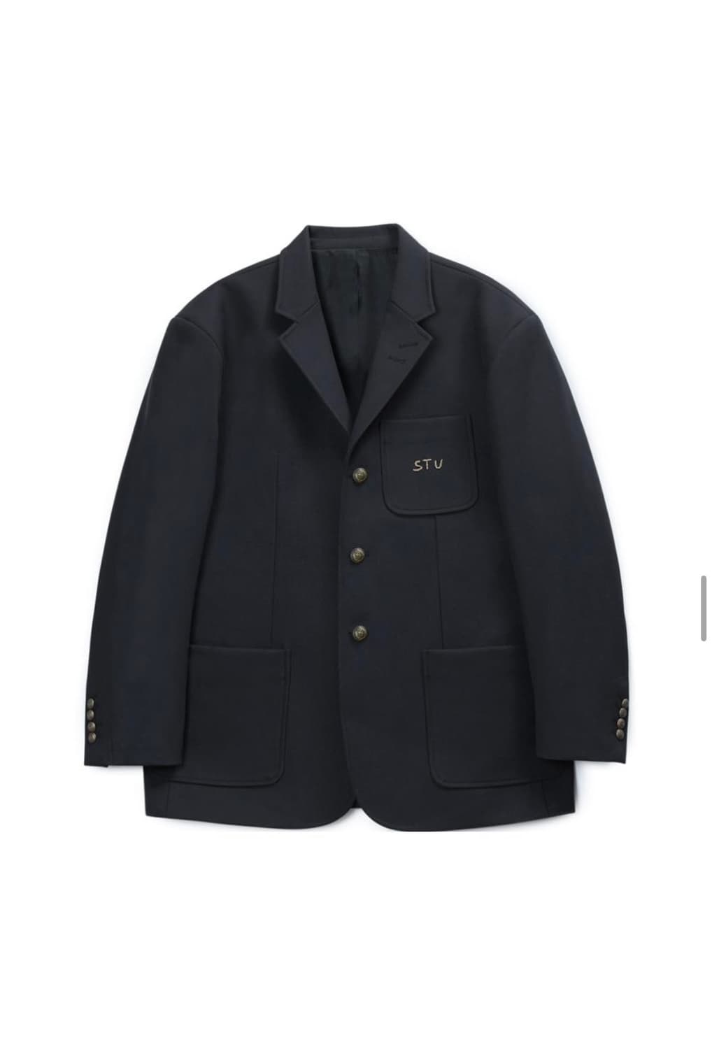 Stu 3버튼 울 핸드 스티치 블레이져 네이비 새상품 상품이미지3