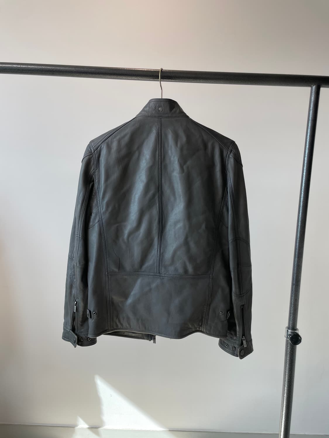 (S) 마시모 두띠 싱글 라이더 워싱 그레이 양가죽 자켓 상품이미지3