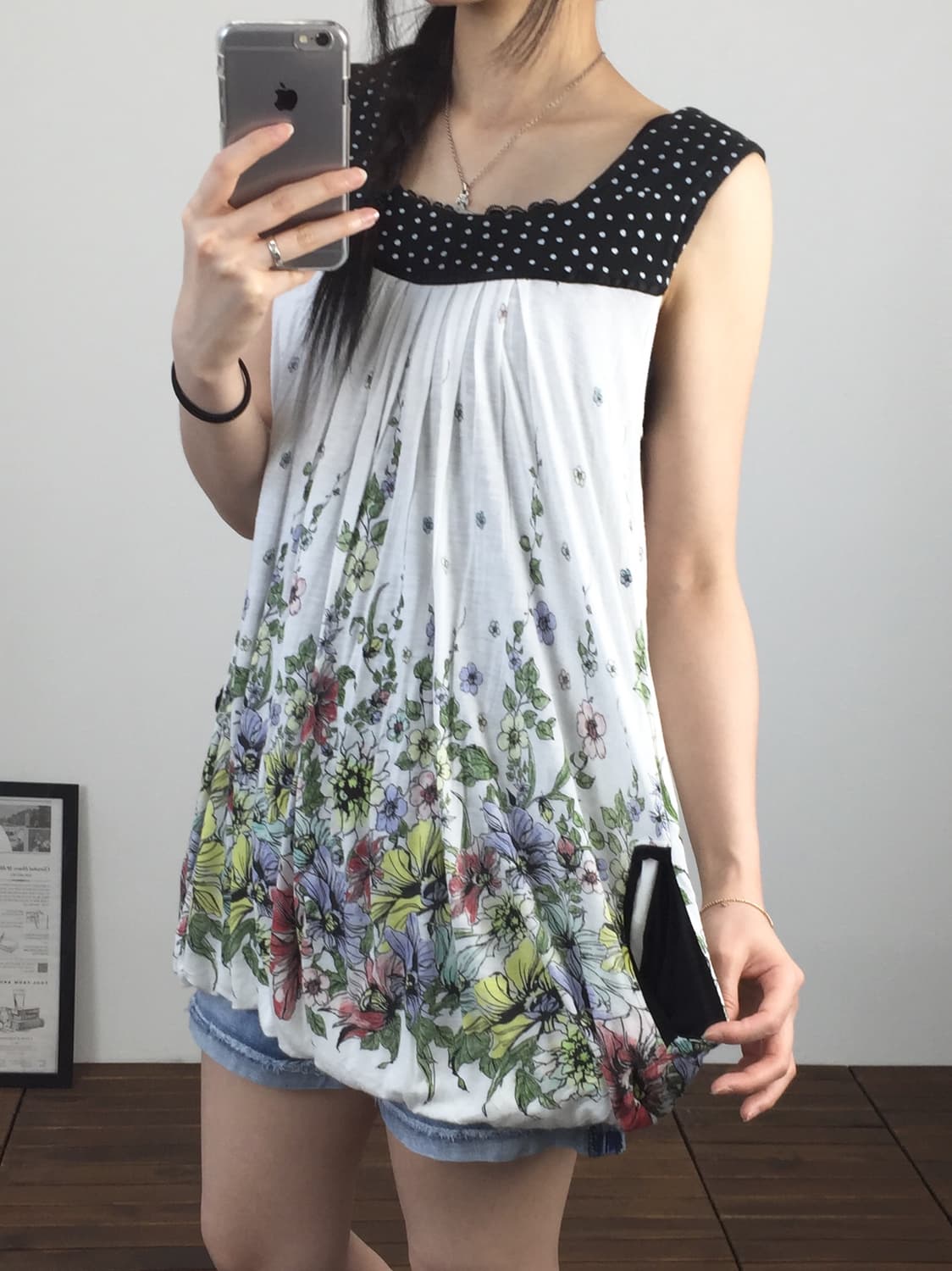 'ScoLar' Floral Bubble Hem Tunic Top 상품이미지3