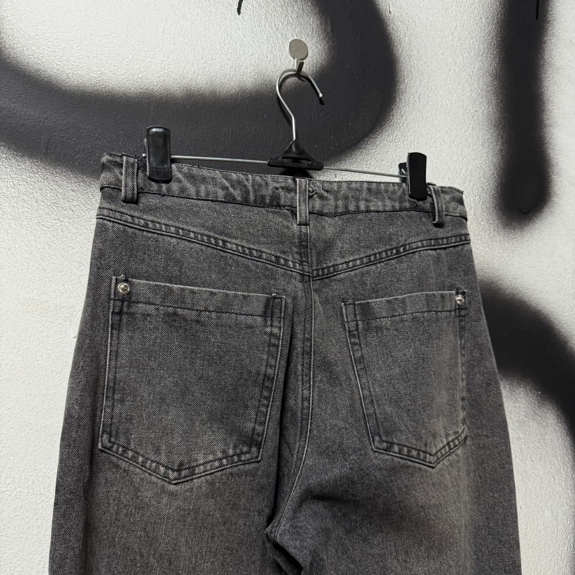 VTG 빈티지 써클 컷아웃 디테일 와이드 부츠컷 흑청 데님 팬츠 상품이미지5