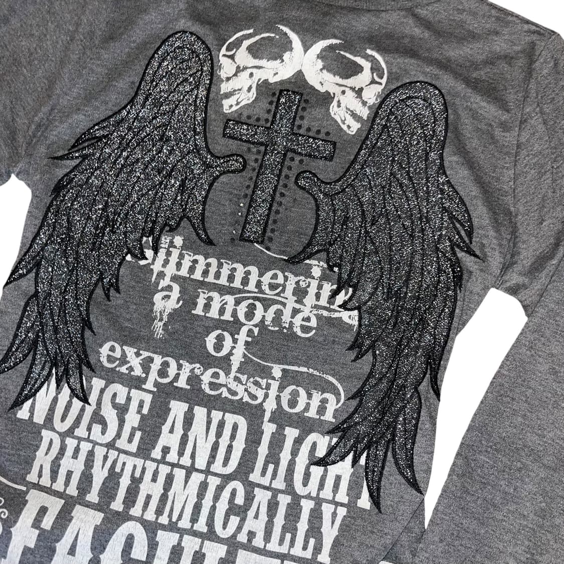 날개 자수 글리터 프린팅 긴팔티 펑크y2k갸루 상품이미지2