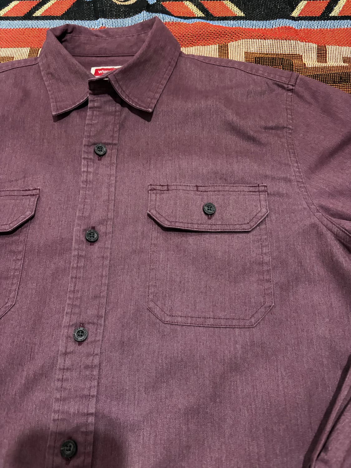 100) 랭글러 워크셔츠 버건디 상품이미지2